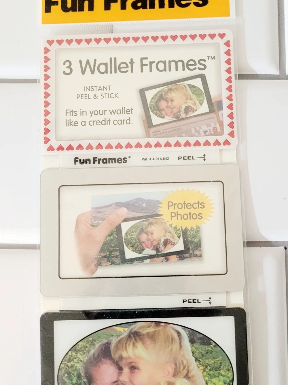 3 Wallet Frames - White, Silver, Black and Red Hearts